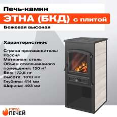 Стальной печь-камин ЭТНА (БКД) с плитой и ТО фото  в Пинске