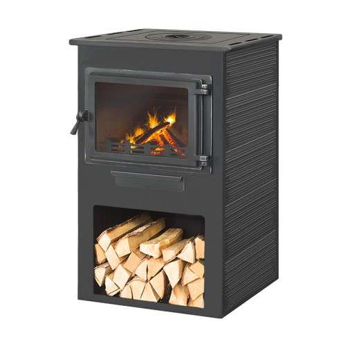 Печь-камин ЭТНА (Панорама) с плитой фото в Пинске