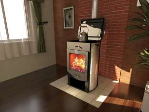 Стальной недорогой камин со стеклом Теплодар Танго плюс фото в Пинске