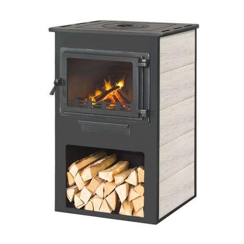 Печь-камин ЭТНА (Панорама) с плитой Амазонка бай фото в Пинске