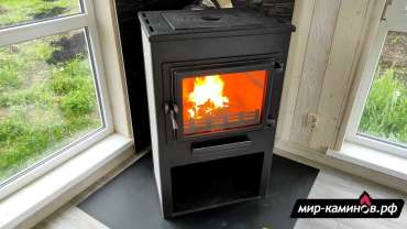 Недорогой печь-камин ЭТНА (Панорама) с плитой и ТО Антрацит" высокий фото в Пинске