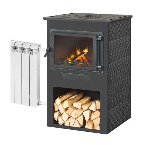 Печь-камин ЭТНА (Панорама) с плитой и ТО Амазонка бай фото в Пинске