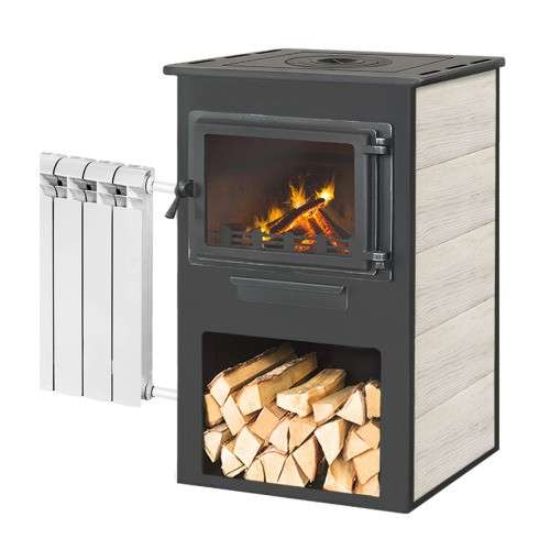 Печь-камин ЭТНА (Панорама) с плитой и ТО Амазонка бай фото в Пинске