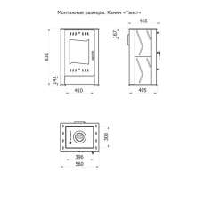 Стальной камин со стеклом Теплодар Твист фото габариты в Пинске