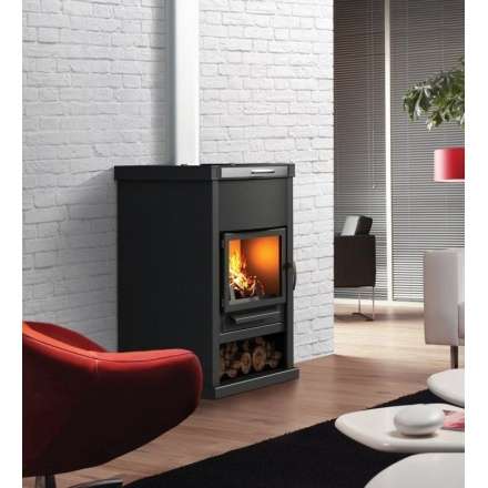 Стальной недорогой камин Теплодар ОВ-140 (прямой) фото в интерьере в Пинске