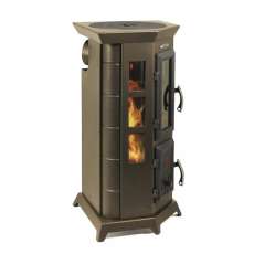 Отопительная недорогая печь Термофор Статика Квинта, чёрная бронза фото с боку в Пинске