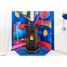 Угловая стальная печь Термофор Статика Квинта, чёрная бронза фото в Пинске