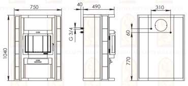 Купить недорогой камин с теплообменником Мета-Бел АОТВ 9.0-03 Печора-Аква в Пинске фото в Пинске