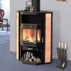 Недорогой большой камин с шамотом Печора Мета Бел фото в интерьере в Пинске