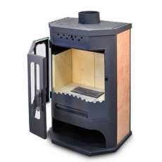 Стальной камин с шамотом Бавария призматик с плитой фото в Пинске