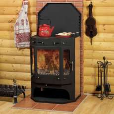 Печь-камин Бавария с плитой аква фото в Пинске