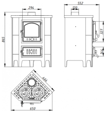 Печь-камин Бавария угловая чугун с плитой в Пинске