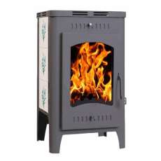 Стальной камин Бавария Оптима Незабудка со стеклом фото в Пинске