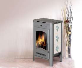 Печь-камин Бавария Оптима Незабудка со стеклом фото в Пинске