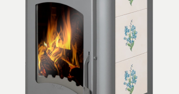 Недорогой камин Бавария Оптима Незабудка со стеклом фото в Пинске