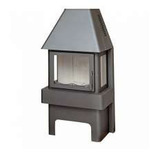 Стальной камин Бавария три стекла графит фото в Пинске