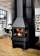 Недорогой камин Бавария 3 стекла чёрная фото в интерьере хай-тек в Пинске