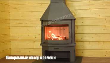 Недорогой камин со стеклом Бавария Мюнхен пристенно-угловой графит фото в Пинске