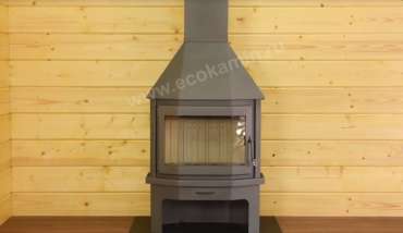 Печь-камин со стеклом Бавария Мюнхен пристенно-угловой графит фото в Пинске