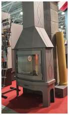 Стальной камин Бавария Мюнхен со стеклом угловой чёрный (без перемычки) фото в Пинске