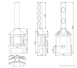 Стальной камин Бавария Мюнхен со стеклом угловой чёрный (без перемычки) фото габариты в Пинске