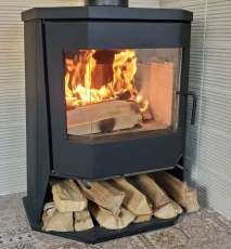 Стальной камин с большим стеклом Бавария панорама призма с плитой фото в Пинске