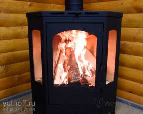 Стальной камин со стеклами Бавария панорама угловая фото в Пинске