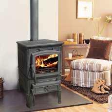 Печь-камин чугунный FireWay Dacha в интерьере чёрный Амазонка бай фото в Пинске