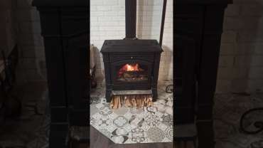 Печь-камин чугунный FireWay Gunter в интерьере чёрный Амазонка бай фото в Пинске