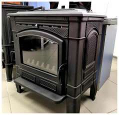 Печь-камин чугунный FireWay Gunter в интерьере чёрный Амазонка бай фото в Пинске