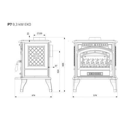 Купить Печь-камин Kawmet P7 (9.3 кВт) EKO в интерьере чугунный в Пинске фото в Пинске