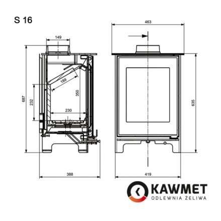 Печь-камин Kawmet Premium S16 (4,9 кВт) Амазонка бай фото в Пинске