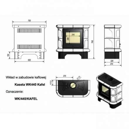Купить кафельную печь камин Kratki WK/440/KAFEL/CZ Амазонка бай фото в Пинске