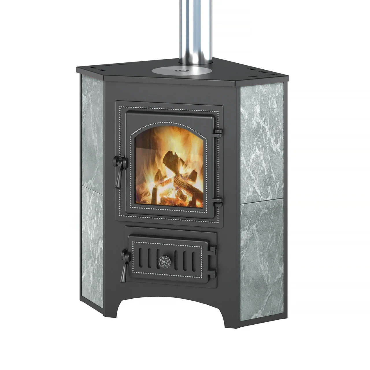 Печь-камин Везувий ПК-01 (270) угловой талькохлорит 9 кВт Амазонка бай фото в Пинске