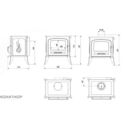 Купить Печь-камин чугунный Kratki Koza K7 с термостатом в Пинске Амазонка бай фото в Пинске