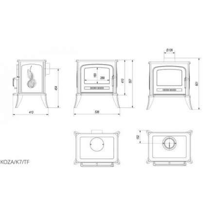Купить Печь-камин чугунный Kratki Koza K7 с турбиной в Пинске Амазонка бай фото в Пинске