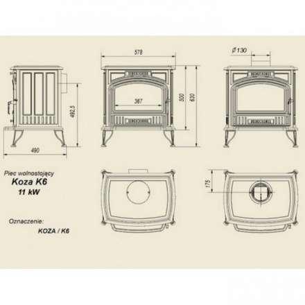 Отопительная печь Kratki Koza/K6 (декор дверцы) Амазонка бай фото в Пинске