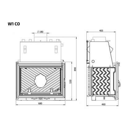 Каминная топка Kawmet W1CO 18,7 кВт с водяным контуром в Пинске