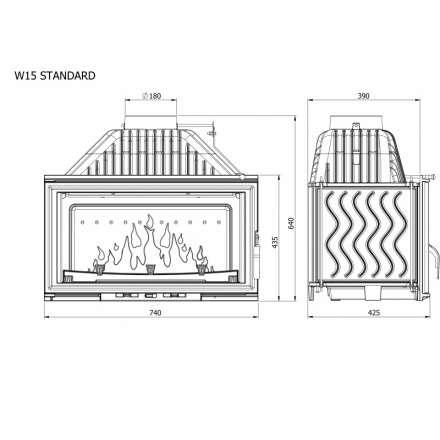Каминная топка Kawmet W15 STANDARD 12 кВт в Пинске