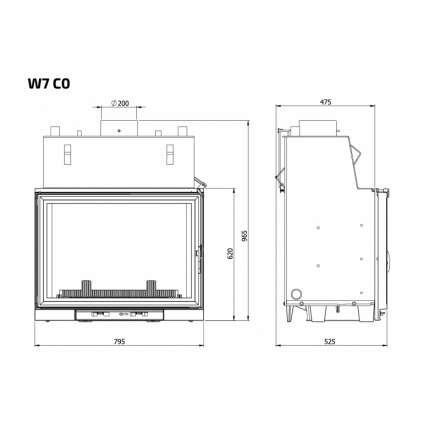 Каминная топка Kawmet W7CO 25,3 кВт с водяным контуром в Пинске