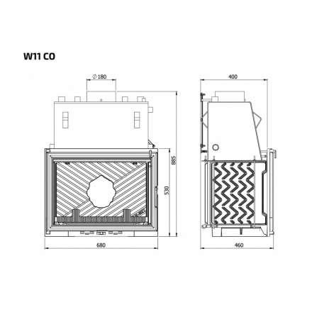 Каминная топка Kawmet W11CO 18 кВт с водяным контуром в Пинске