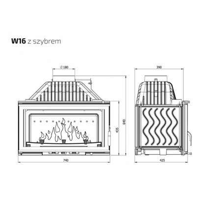 Каминная топка Kawmet W16 PREMIUM 14,7 кВт в Пинске