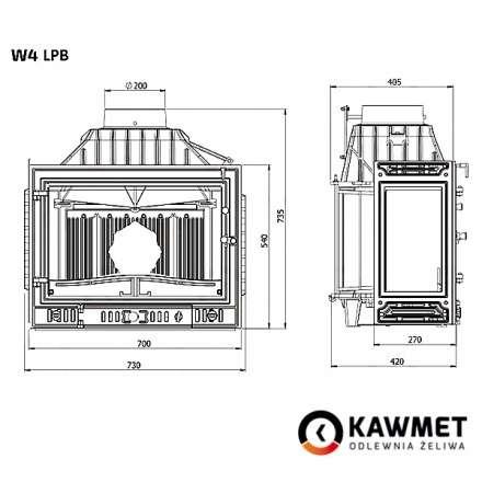 Каминная топка Kawmet W4PLB-14,5 кВт в Пинске