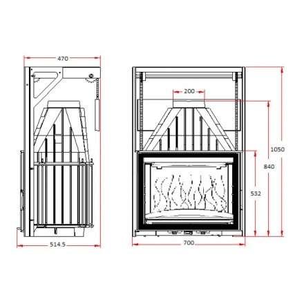 Каминная топка Invicta 700 Grand Angle с подъёмом в Пинске
