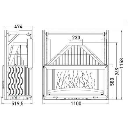 Каминная топка Invicta 1100 Grand Vision с подъёмом в Пинске