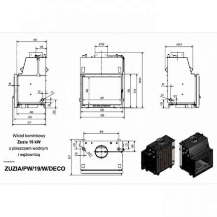 Каминная топка Kratki Zuzia/PW/19/W/DECO в Пинске
