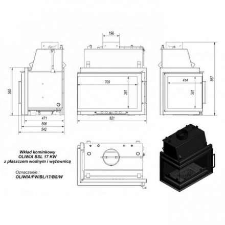 Каминная топка Kratki Oliwia/PW/BL/17/BS/W в Пинске