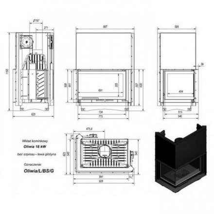 Каминная топка Kratki Oliwia/L/BS/G в Пинске