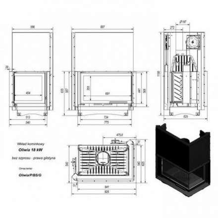 Каминная топка Kratki Oliwia/P/BS/G в Пинске