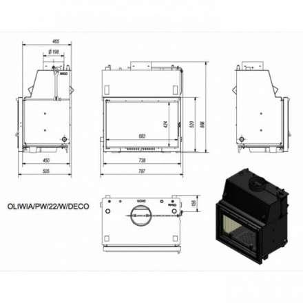 Каминная топка Kratki OLIWIA/PW/22/W/DECO в Пинске